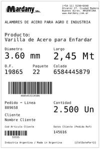 Etiqueta trazabilidad